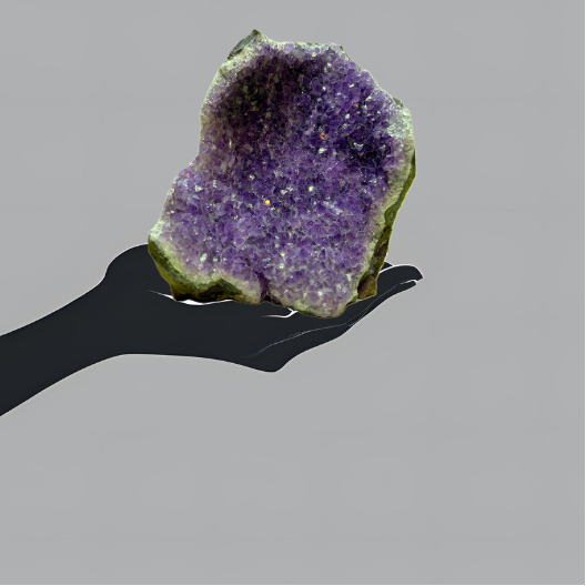 Large Purple Amethyst Crystal Cave Cluster (Agate Banded) | Uruguay | 2,276 g | 105 x 165 x 135 mm.