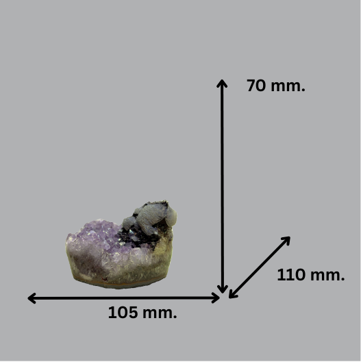 Light Purple Amethyst Geode (Agate Banded) with Layered Calcite on Hematite | Uruguay | 922 g | 95 x 100 x 65 mm.