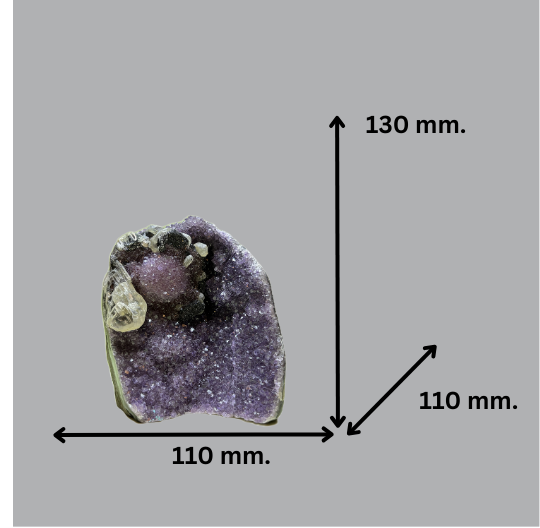 Deep Purple Amethyst Geode with Clear Calcite & Hematite | Uruguay | 1,590 g | 210 x 65 x 55 mm.