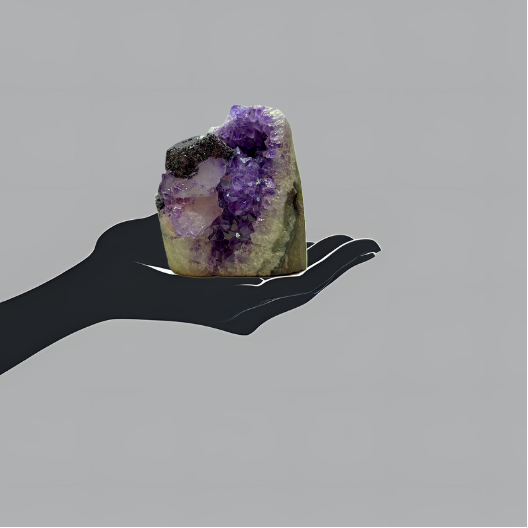 Purple Amethyst Geode with Dark Hematite Inclusion | Uruguay | 1,226 g | 255 x 160 x 110 mm.