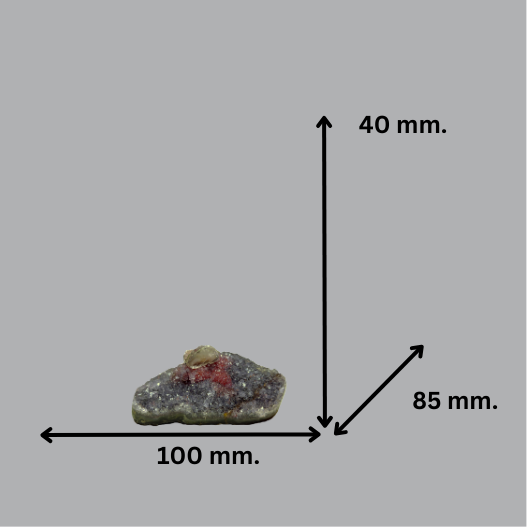 Grey Amethyst (Agate Banded) with Clear Calcite and Red Hematite | Uruguay | 266 g | 145 x 140 x 80 mm.