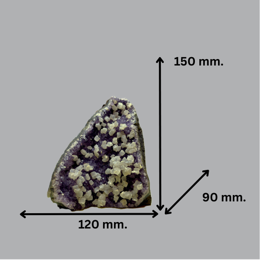 Deep Violet Amethyst Geode with White Calcite Blooms | Uruguay | 1,470 g | 130 x 105 x 90 mm.