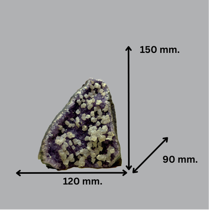 Deep Violet Amethyst Geode with White Calcite Blooms | Uruguay | 1,470 g | 130 x 105 x 90 mm.