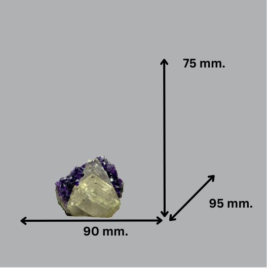 Rare Amethyst Cluster with Translucent Calcite Pyramid | Uruguay | 566 g | 75 x 105 x 110 mm.