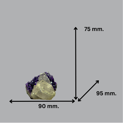 Rare Amethyst Cluster with Translucent Calcite Pyramid | Uruguay | 566 g | 75 x 105 x 110 mm.