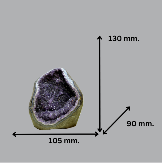Rounded Deep Purple Amethyst Geode with Agate Bands | Uruguay | 1,468 g | 140 x 115 x 95 mm.